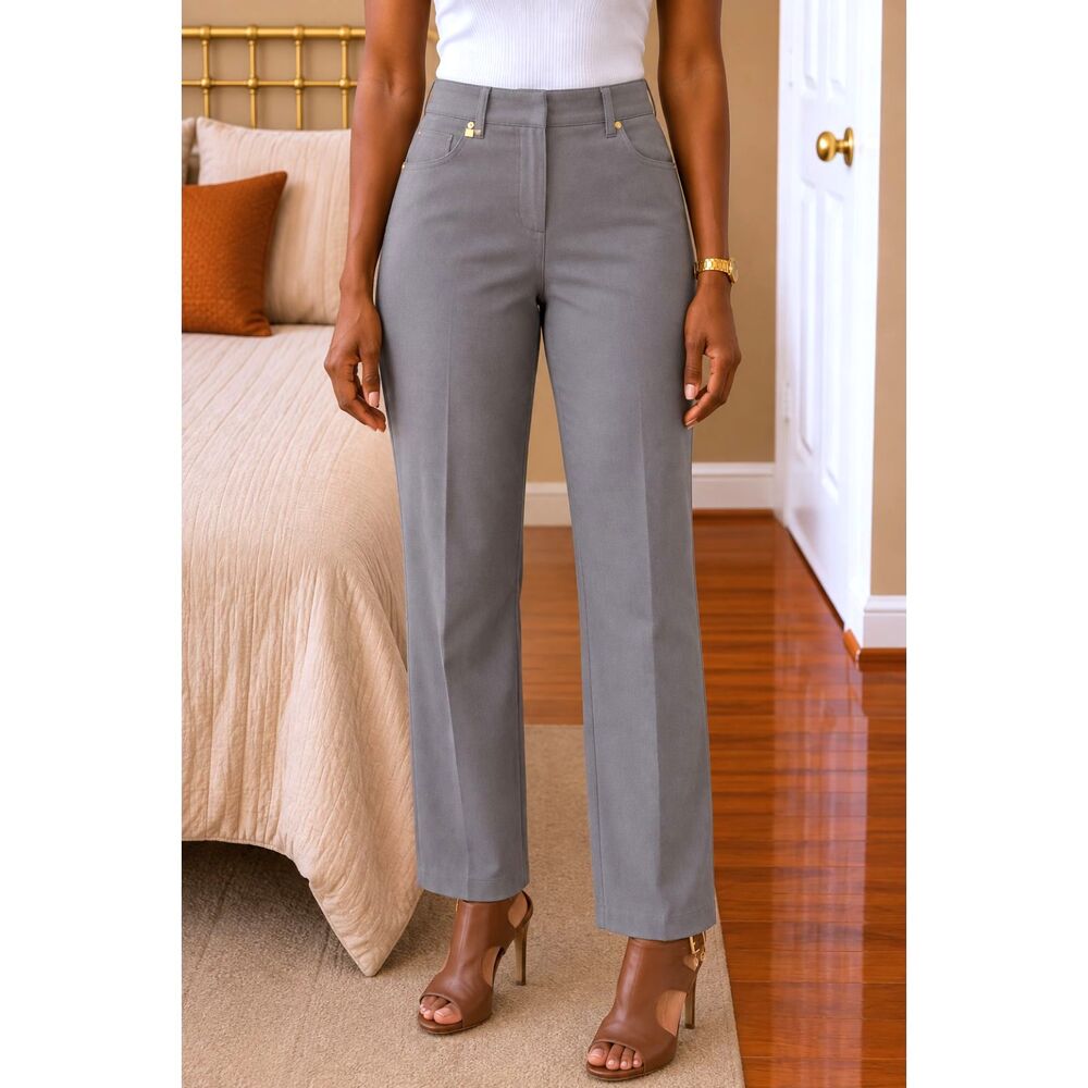 JM Collection Womens Size 14 Gray Straight Leg Dress Pants Corpcore